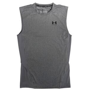Under Armor Heat Gear Compression Sleeveless Gym Workout Shirt Tank Large Gray